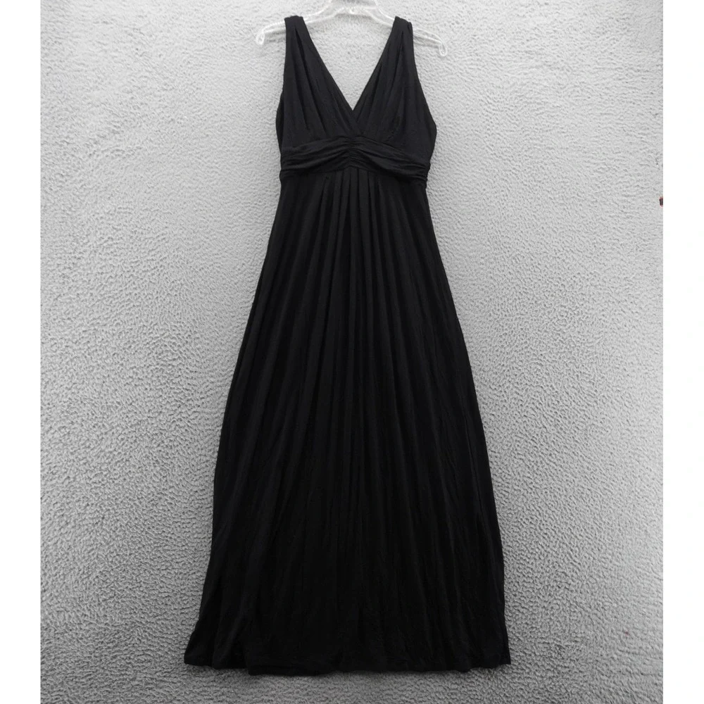 IMAN Black Sleeveless Maxi Dress Size M Stretch Rayon Spandex Women‎ Elegant NWT